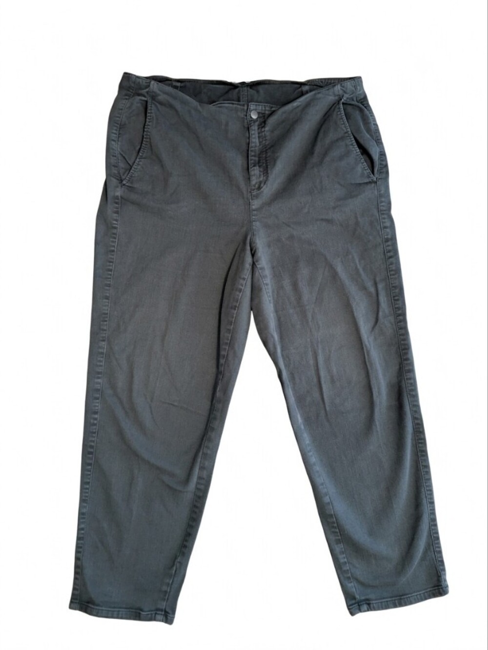 Eileen Fisher Pants XL Black Organic Cotton Stretch High Rise Cropped Ankle Jean
